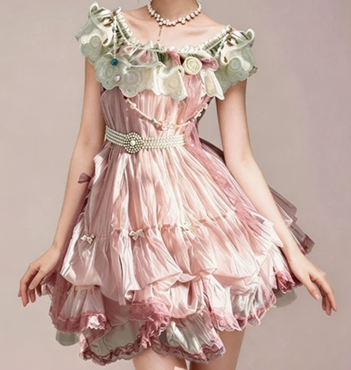 Charming Homecoming Dress Jewel Flower Bowknot Pleated Cascade Pearl Back to School Outfits Party Dress  D7367