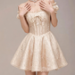 Charming Homecoming Dress Off the Shoulder Lace Bowknot Back to School Outfits Party Dress  D7369