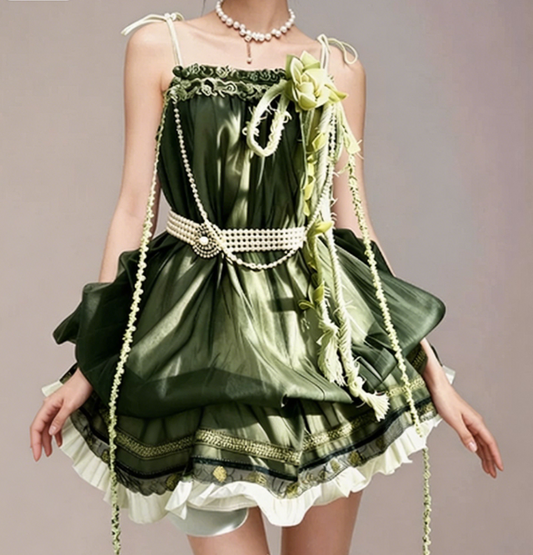 Charming Homecoming Dress Spaghetti Strap Pearl Flower Soutache Back to School Outfits Party Dress  D7370