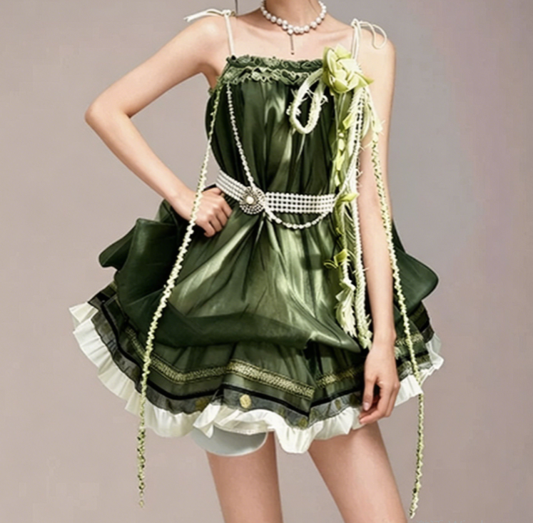 Charming Homecoming Dress Spaghetti Strap Pearl Flower Soutache Back to School Outfits Party Dress  D7370