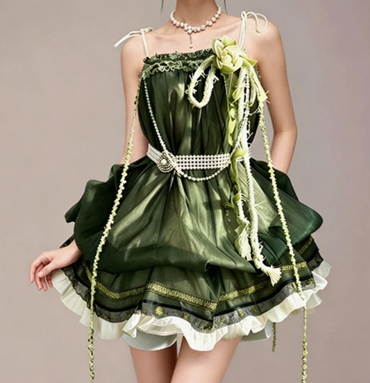 Charming Homecoming Dress Spaghetti Strap Pearl Flower Soutache Back to School Outfits Party Dress  D7370