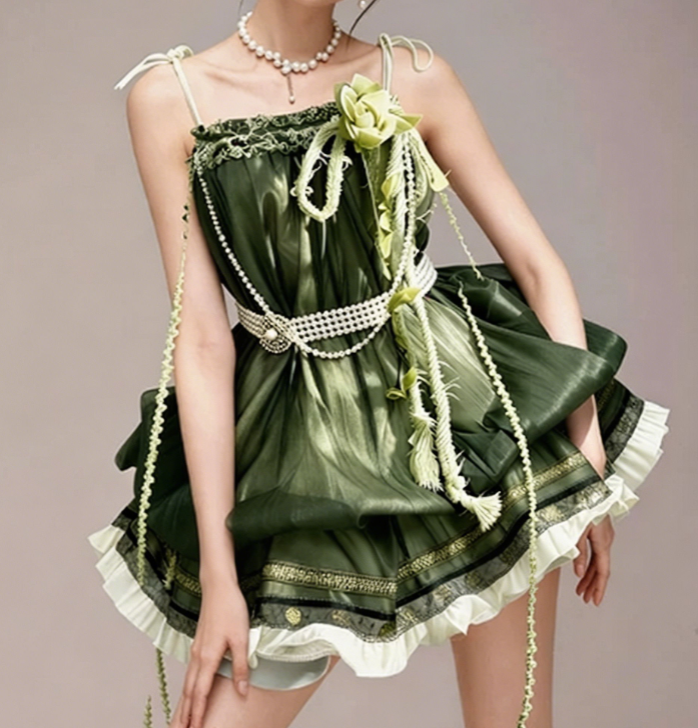 Charming Homecoming Dress Spaghetti Strap Pearl Flower Soutache Back to School Outfits Party Dress  D7370