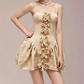 Charming Homecoming Dress Spaghetti Strap Pleated Flower Back to School Outfits Party Dress  D7371