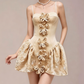 Charming Homecoming Dress Spaghetti Strap Pleated Flower Back to School Outfits Party Dress  D7371