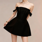 Charming Homecoming Dress Off the Shoulder Black Lace Back to School Outfits Party Dress  D7373