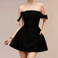 Charming Homecoming Dress Off the Shoulder Black Lace Back to School Outfits Party Dress  D7373
