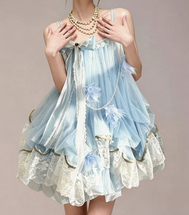 Charming Homecoming Dress Spaghetti Strap Flower Bowknot Pearl Lace Back to School Outfits Party Dress  D7374