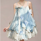 Charming Homecoming Dress Spaghetti Strap Flower Bowknot Pearl Lace Back to School Outfits Party Dress  D7374