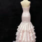 Pretty Prom Dress Strapless Pearl Pleated Cascade Flower Formal Dresses Evening Dress Gala Gown  D7386
