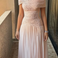 Chic Off The Shoulder Pleated Beaded Long Party Dress Prom Gown Evening Dress D7404