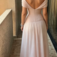 Chic Off The Shoulder Pleated Beaded Long Party Dress Prom Gown Evening Dress D7404