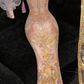 Chic Spaghetti Strap Embroidery Tulle Sequins Hugging Long Party Dress Prom Gown Evening Dress D7406
