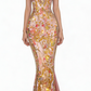 Chic Spaghetti Strap Embroidery Tulle Sequins Hugging Long Party Dress Prom Gown Evening Dress D7406
