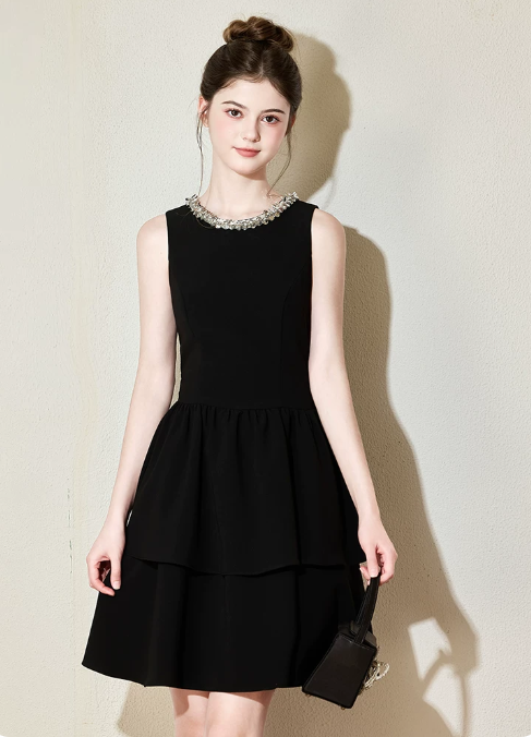 Nice Homecoming Dress Jewel Black Sequins Back to School Outfits Party Dress D7436