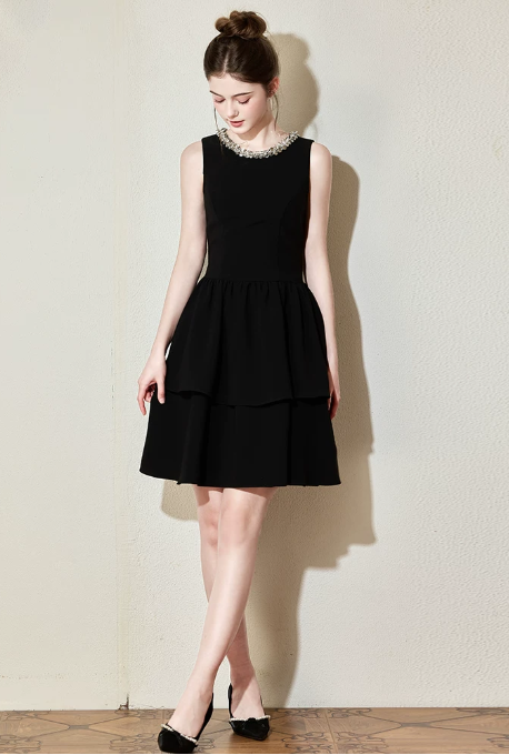 Nice Homecoming Dress Jewel Black Sequins Back to School Outfits Party Dress D7436