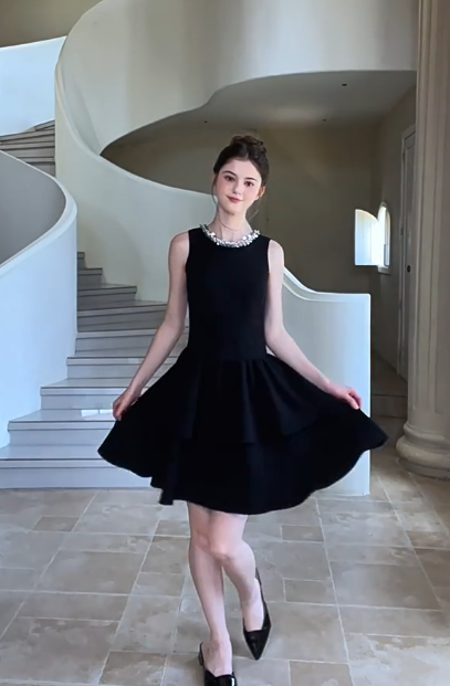Nice Homecoming Dress Jewel Black Sequins Back to School Outfits Party Dress D7436