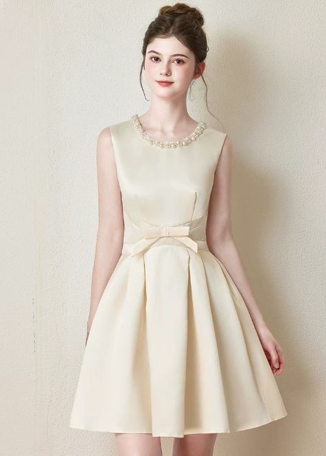 Nice Homecoming Dress Jewel Pearl Bowknot Back to School Outfits Party Dress D7437