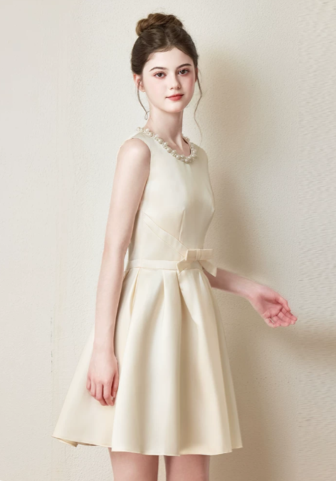 Nice Homecoming Dress Jewel Pearl Bowknot Back to School Outfits Party Dress D7437