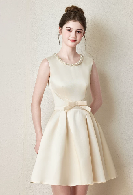 Nice Homecoming Dress Jewel Pearl Bowknot Back to School Outfits Party Dress D7437