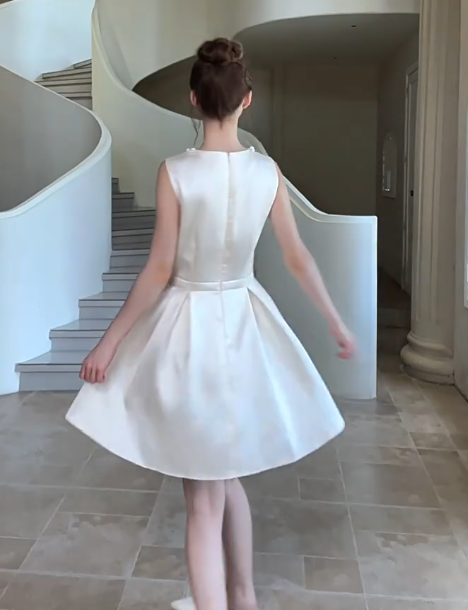 Nice Homecoming Dress Jewel Pearl Bowknot Back to School Outfits Party Dress D7437