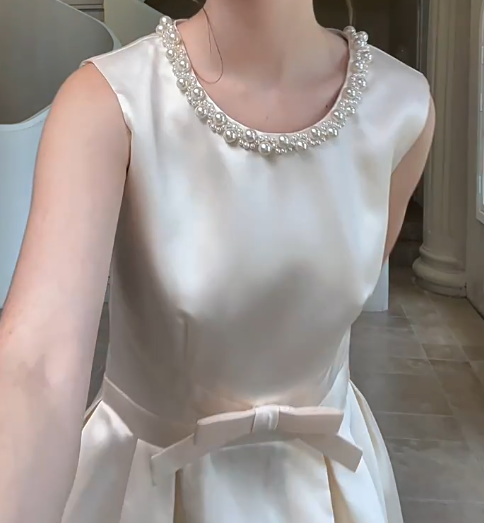 Nice Homecoming Dress Jewel Pearl Bowknot Back to School Outfits Party Dress D7437