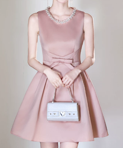 Nice Homecoming Dress Jewel Pearl Bowknot Back to School Outfits Party Dress D7437