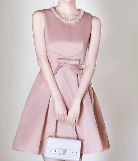 Nice Homecoming Dress Jewel Pearl Bowknot Back to School Outfits Party Dress D7437