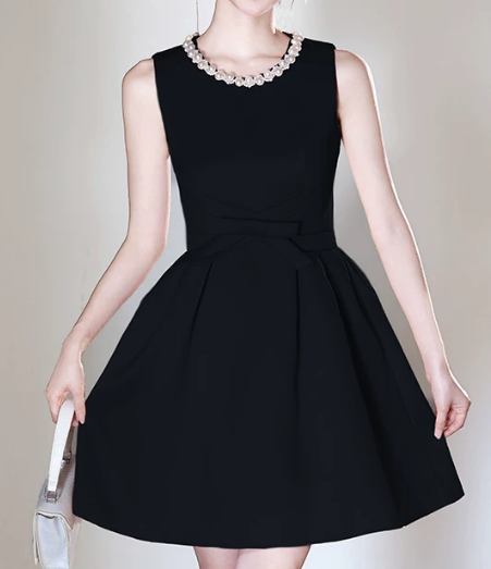 Nice Homecoming Dress Jewel Pearl Bowknot Back to School Outfits Party Dress D7437