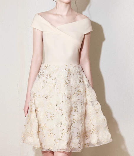Nice Homecoming Dress Poretrait Tulle Flower Back to School Outfits Party Dress D7438