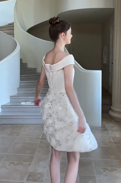 Nice Homecoming Dress Poretrait Tulle Flower Back to School Outfits Party Dress D7438
