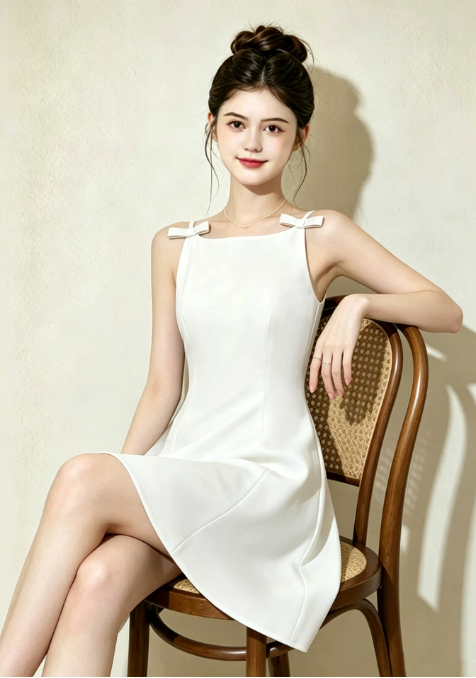 Nice Homecoming Dress Spaghetti Strap Bowknot Pleated Flower Back to School Outfits Party Dress D7439