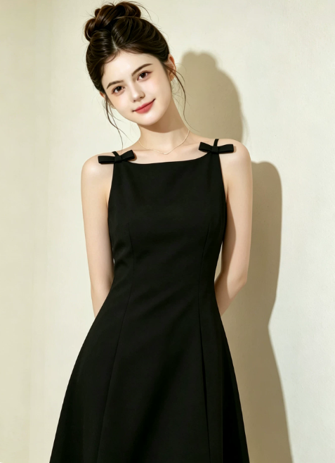 Nice Homecoming Dress Spaghetti Strap Bowknot Pleated Flower Back to School Outfits Party Dress D7439