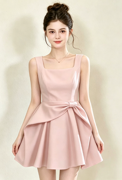 Nice Homecoming Dress Square Pleated Back to School Outfits Party Dress D7441