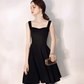 Nice Homecoming Dress Spaghetti Strap Black Pleated Back to School Outfits Party Dress D7443