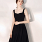 Nice Homecoming Dress Spaghetti Strap Black Pleated Back to School Outfits Party Dress D7443