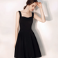 Nice Homecoming Dress Spaghetti Strap Black Pleated Back to School Outfits Party Dress D7443