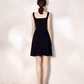 Nice Homecoming Dress Spaghetti Strap Black Pleated Back to School Outfits Party Dress D7443