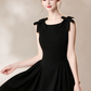 Nice Homecoming Dress Jewel Black Bowknot Pleated Back to School Outfits Party Dress D7444