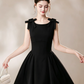 Nice Homecoming Dress Jewel Black Bowknot Pleated Back to School Outfits Party Dress D7444