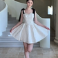 Nice Homecoming Dress Spaghetti Strap Bowknot Pleated Back to School Outfits Party Dress D7445