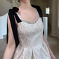 Nice Homecoming Dress Spaghetti Strap Bowknot Pleated Back to School Outfits Party Dress D7445