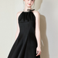 Nice Homecoming Dress Halter Bead Bowknot Pleated Back to School Outfits Party Dress D7446