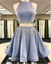 Unique Homecoming Dress Jewel Two Pieces Sequins Rinestone Back to School Outfits Party Dress  D7684
