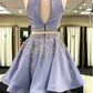 Unique Homecoming Dress Jewel Two Pieces Sequins Rinestone Back to School Outfits Party Dress  D7684