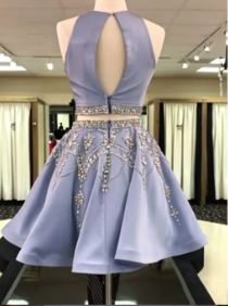 Unique Homecoming Dress Jewel Two Pieces Sequins Rinestone Back to School Outfits Party Dress  D7684