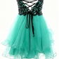 Unique Homecoming Dress Sweetheart Tulle Applique Back to School Outfits Party Dress  D7687