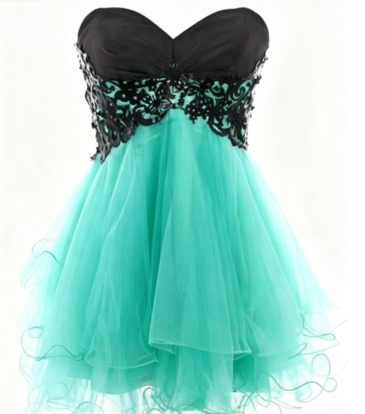 Unique Homecoming Dress Sweetheart Tulle Applique Back to School Outfits Party Dress  D7687