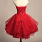Unique Homecoming Dress Strapless Lace Tulle Cascade Hi-Lo Back to School Outfits Party Dress  D7689
