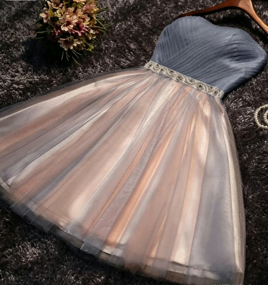 Unique Homecoming Dress Sweetheart Bowknot Tulle Rinestone Back to School Outfits Party Dress  D7690