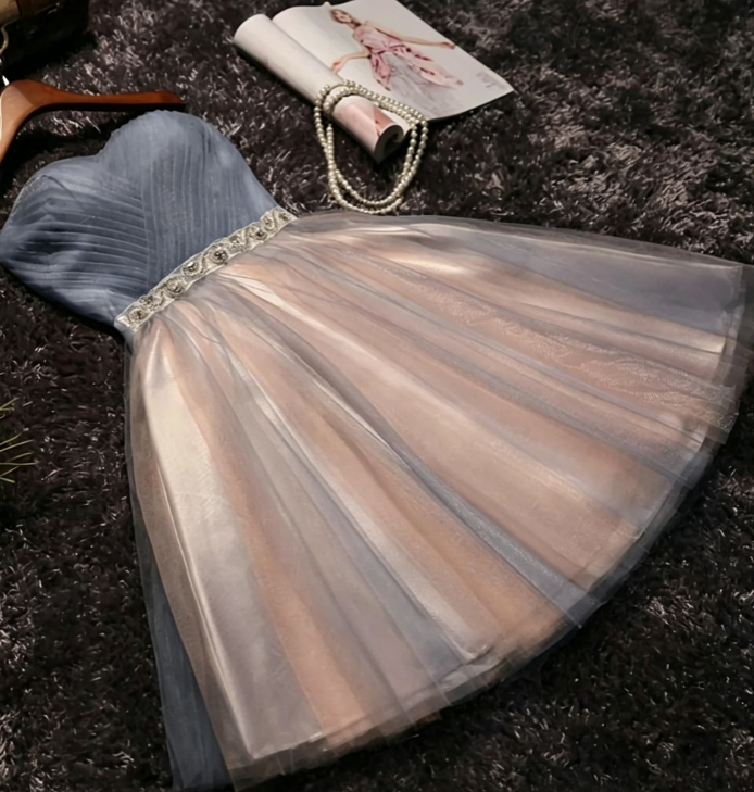 Unique Homecoming Dress Sweetheart Bowknot Tulle Rinestone Back to School Outfits Party Dress  D7690